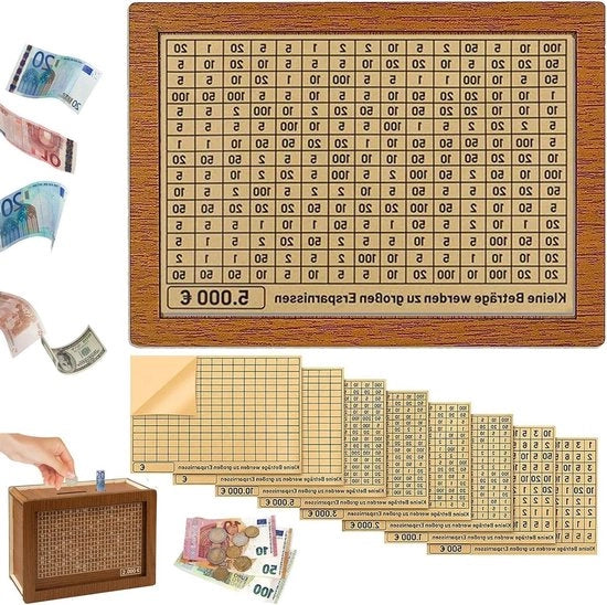 Spaar Cassa in Legno per Adulti e Bambini - Aiuta a Sviluppare l'Abitudine di Risparmiare - €5000