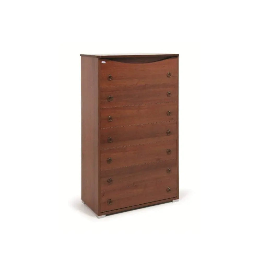 Cassettone Noce Antico in legno nobilitato con 7 cassetti H.127x76x41 cm