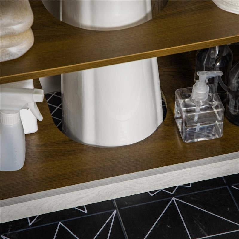 MOBILE SOTTO LAVABO BAGNO IN LEGNO CON RIPIANO INTERNO REGOLABILE 60X30X60 CM BIANCO E COLOR NOCE