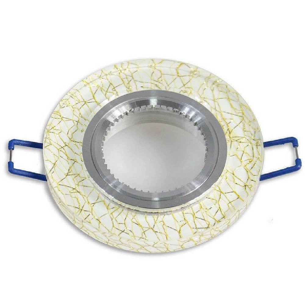 Trade Shop - Porta Faretto Incasso Per Faretto Tondo Vetro Bianco Venature Oro Argento P15 -