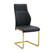 Set tavolo da pranzo e sedie con 1 tavolo rotondo e 2 sedie; in vetro temperato; metallo e PU nero e oro