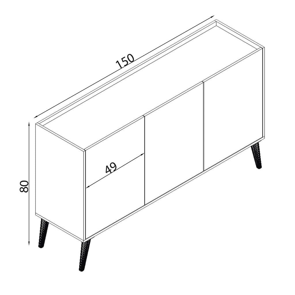 Madia di design con 3 ante in Legno Composito cm 150x41 5x78 - THOMAS
