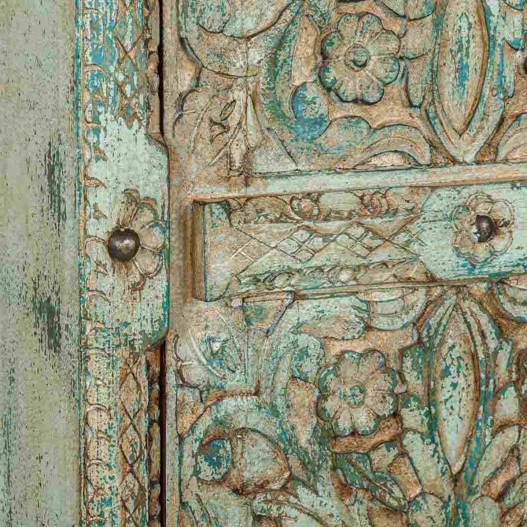 Mobile in legno intagliato verde 102x44x183h