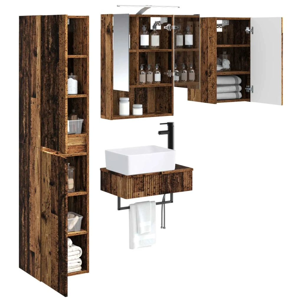 Set di mobili per il bagno 5 pcs Legno antico 3407277