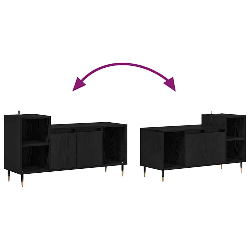 Mobile TV Rovere Nero 100 x 35 x 55 cm Legno multistrato 882719
