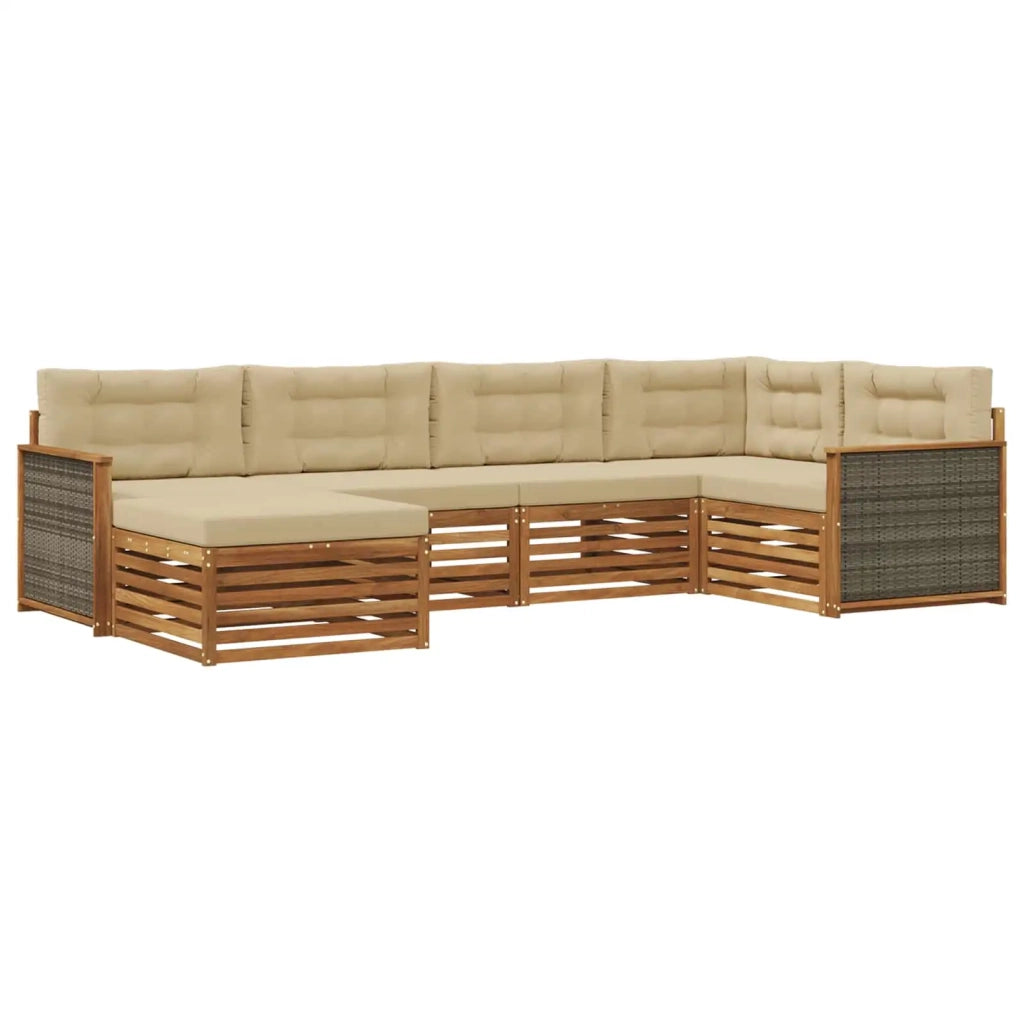 Set di divani da esterno 6 pz Naturale e Beige 3383561
