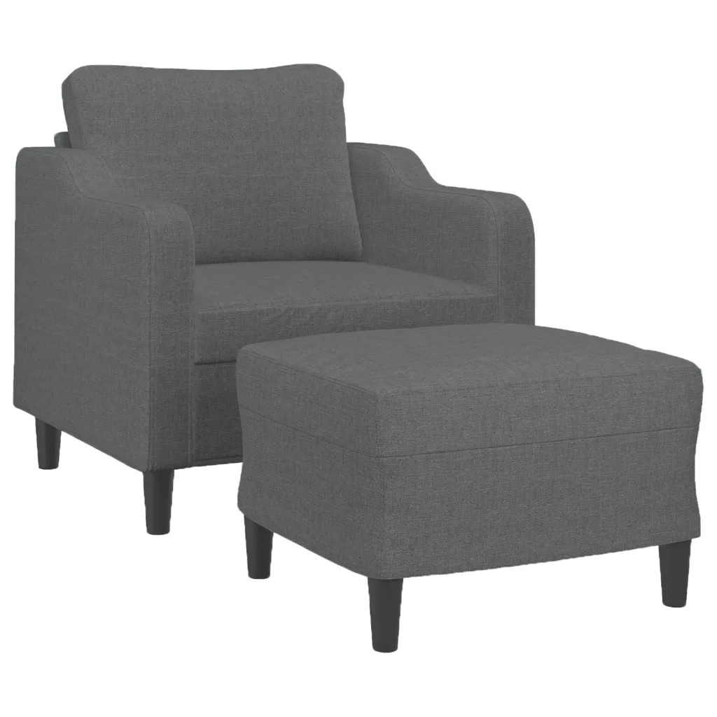 Poltrona con Poggiapiedi Grigio Scuro 60 cm in Tessuto