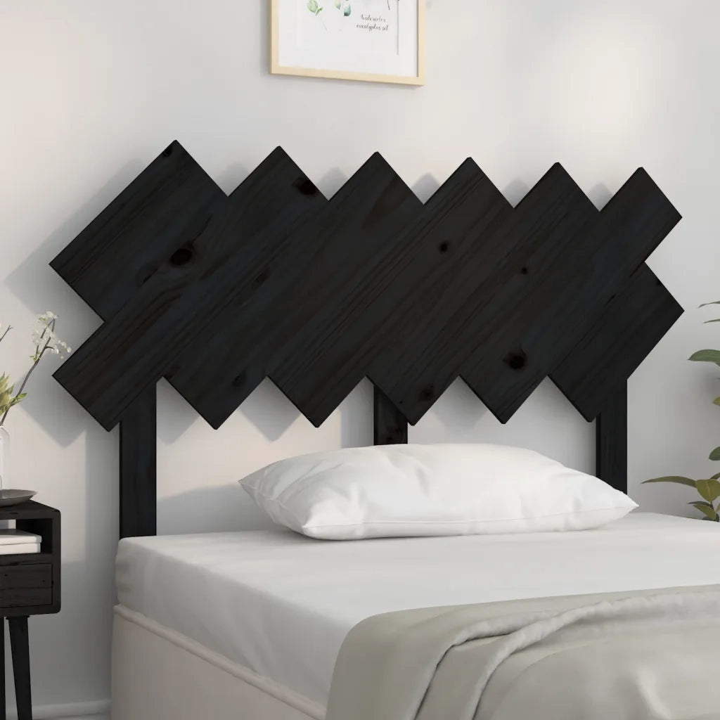 Testiera per Letto Nera122,5x3x80,5cm in Legno Massello di Pino 819214