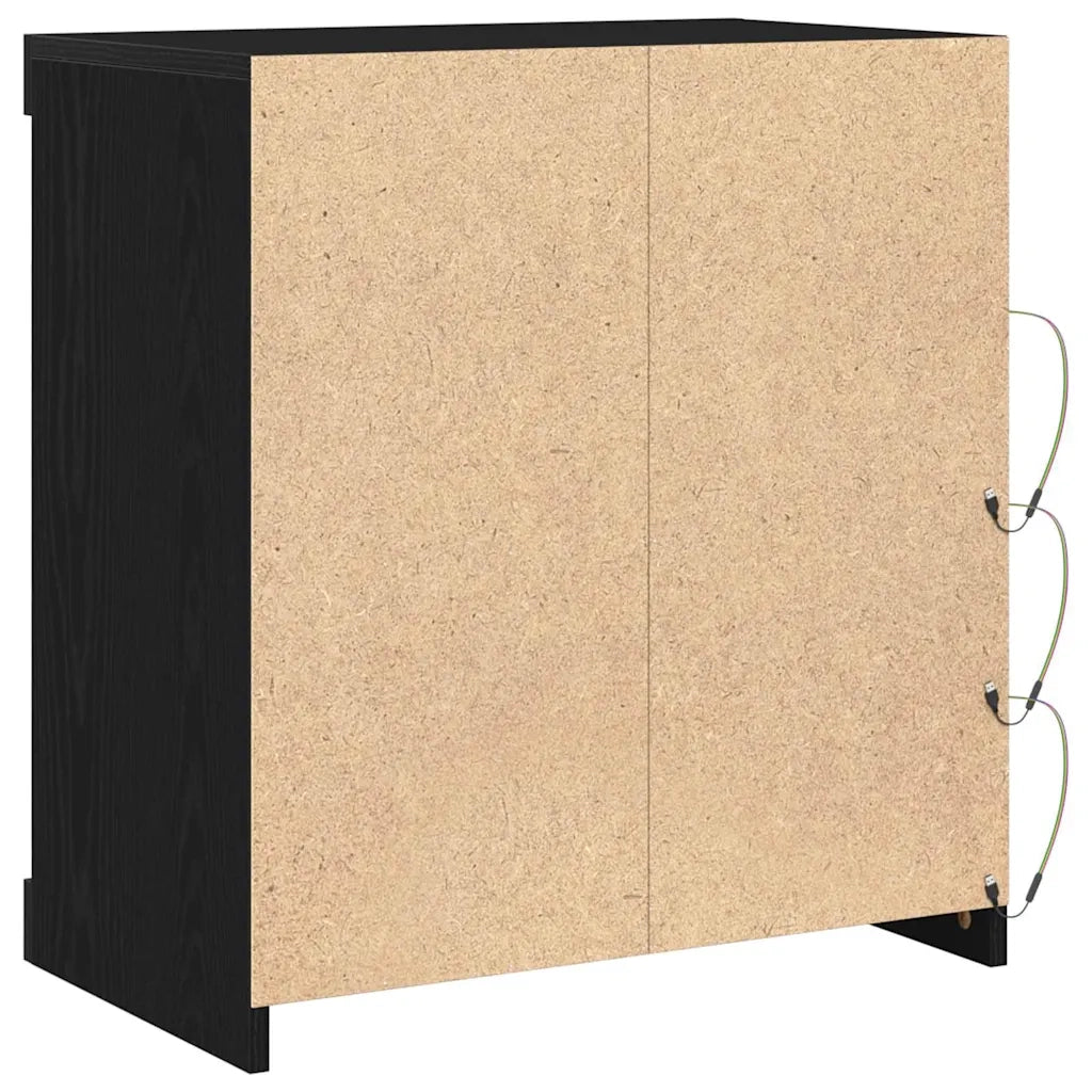 Credenza | Madia LED Rovere Nero 60,5 x 37 x 67 cm Legno multistrato