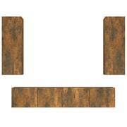 Set di Mobili Porta TV 4 pz | Armadietto TV | Mobile Porta TV Rovere Fumo in Legno Multistrato