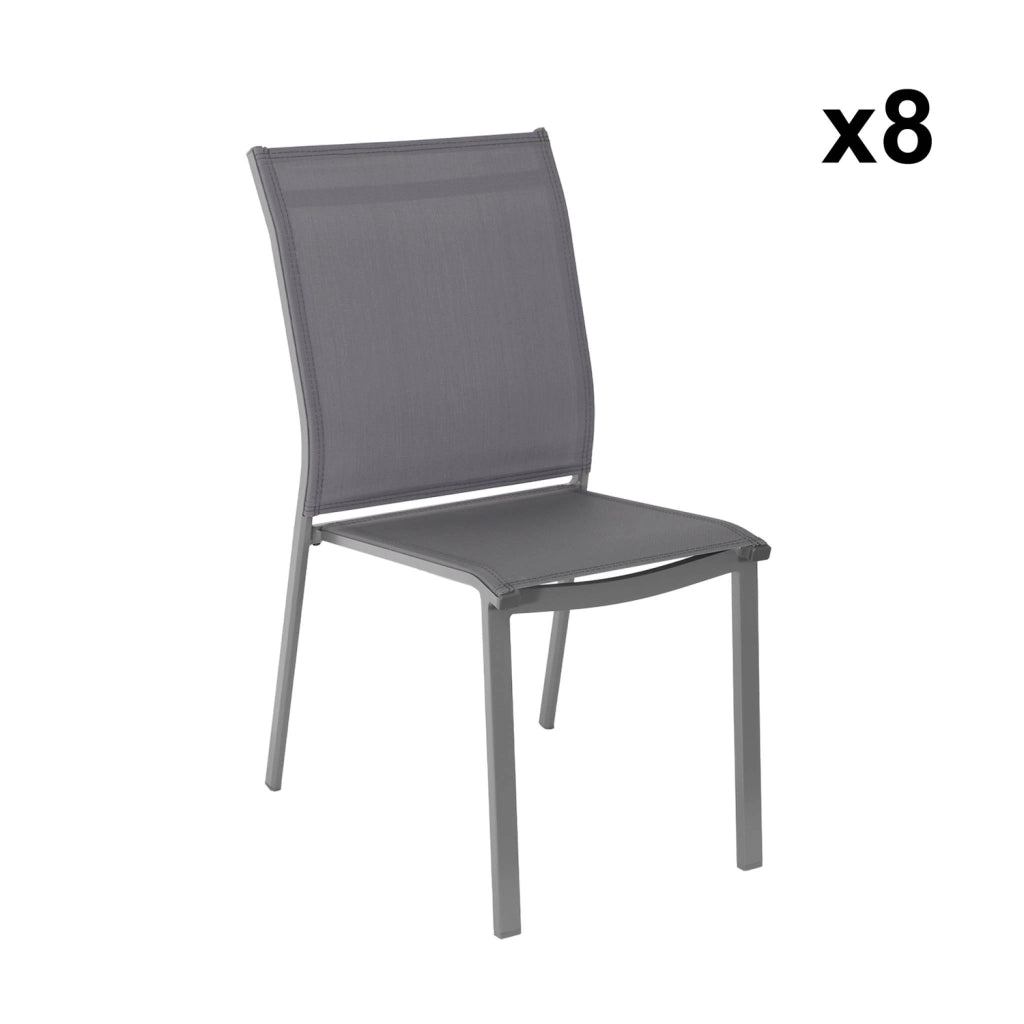 Set tavolo da giardino in alluminio con 8 sedie, antracite