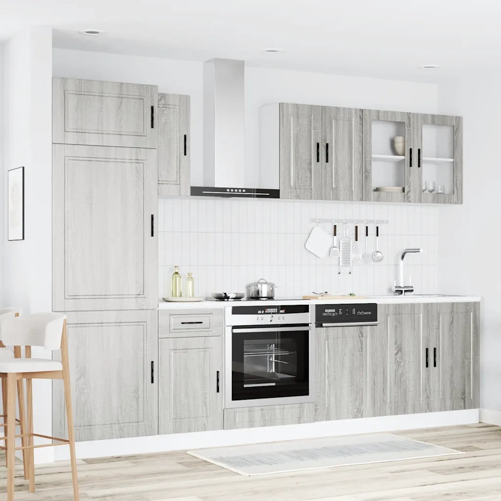 vidaXL Set Mobili da Cucina 8 pz Kalmar Grigio Sonoma in Truciolato