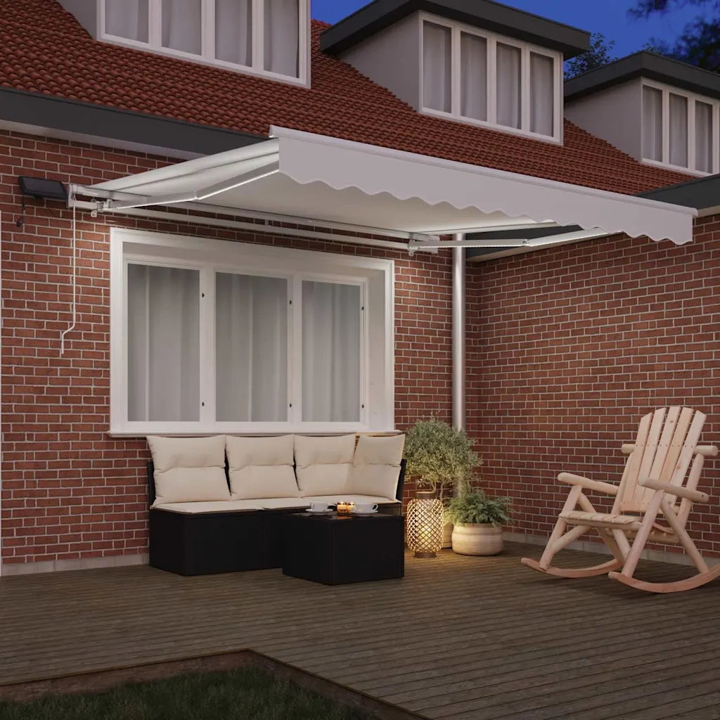Tenda retrattile-Tenda parasole per balcone Bianco 300 x 250 cm Tessuto e acciaio