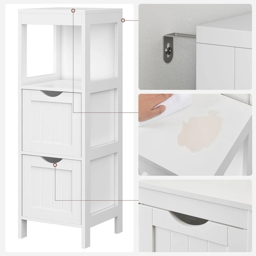 Mobile bagno indipendente mobile contenitore comodino mobile angolare con 2 cassetti bianco 12_0006504