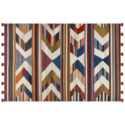 Tappeto di lana multicolore 200 x 300 cm kilim fatto a mano con strisce e nappe soggiorno camera da letto