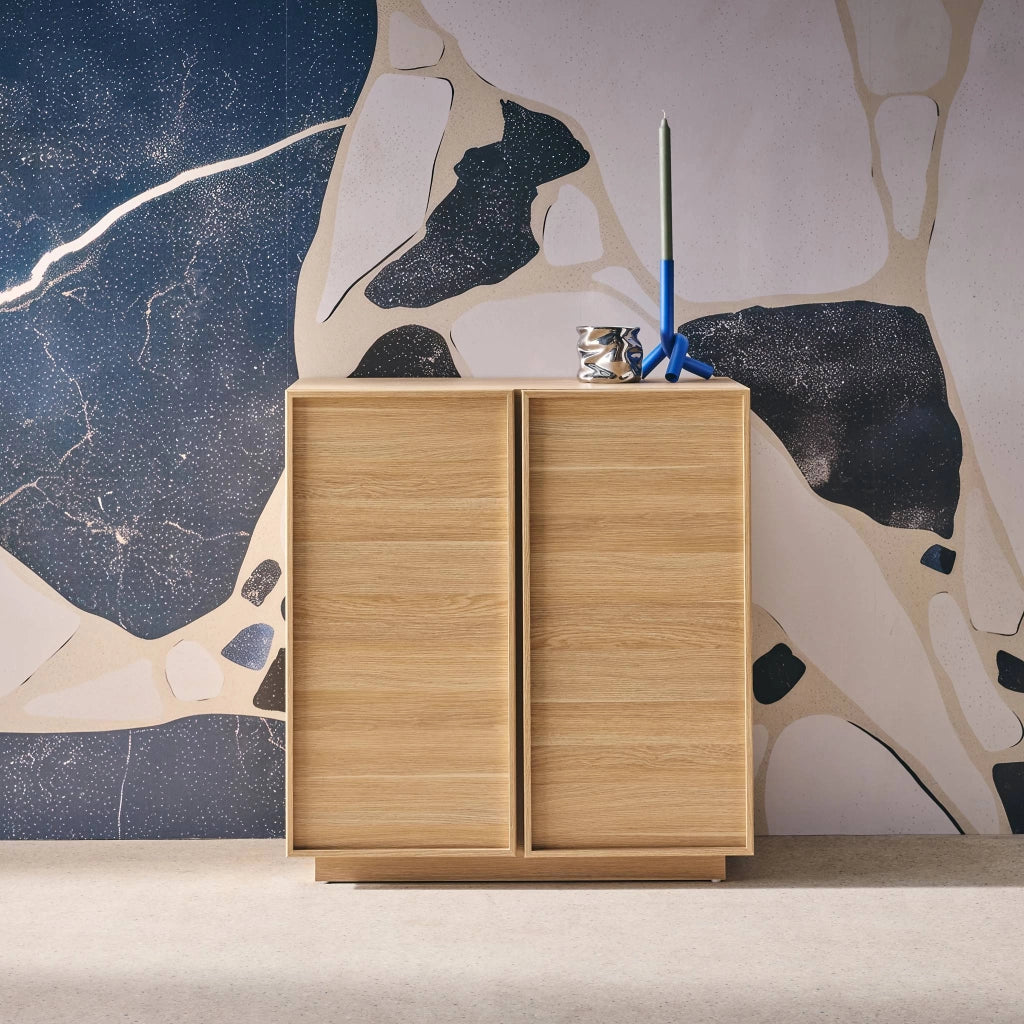 Credenza effetto legno 2 ante 80 cm, marrone naturale