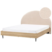 Letto matrimoniale in tessuto bouclè beige con rete 180 x 200 cm camera da letto in stile moderno