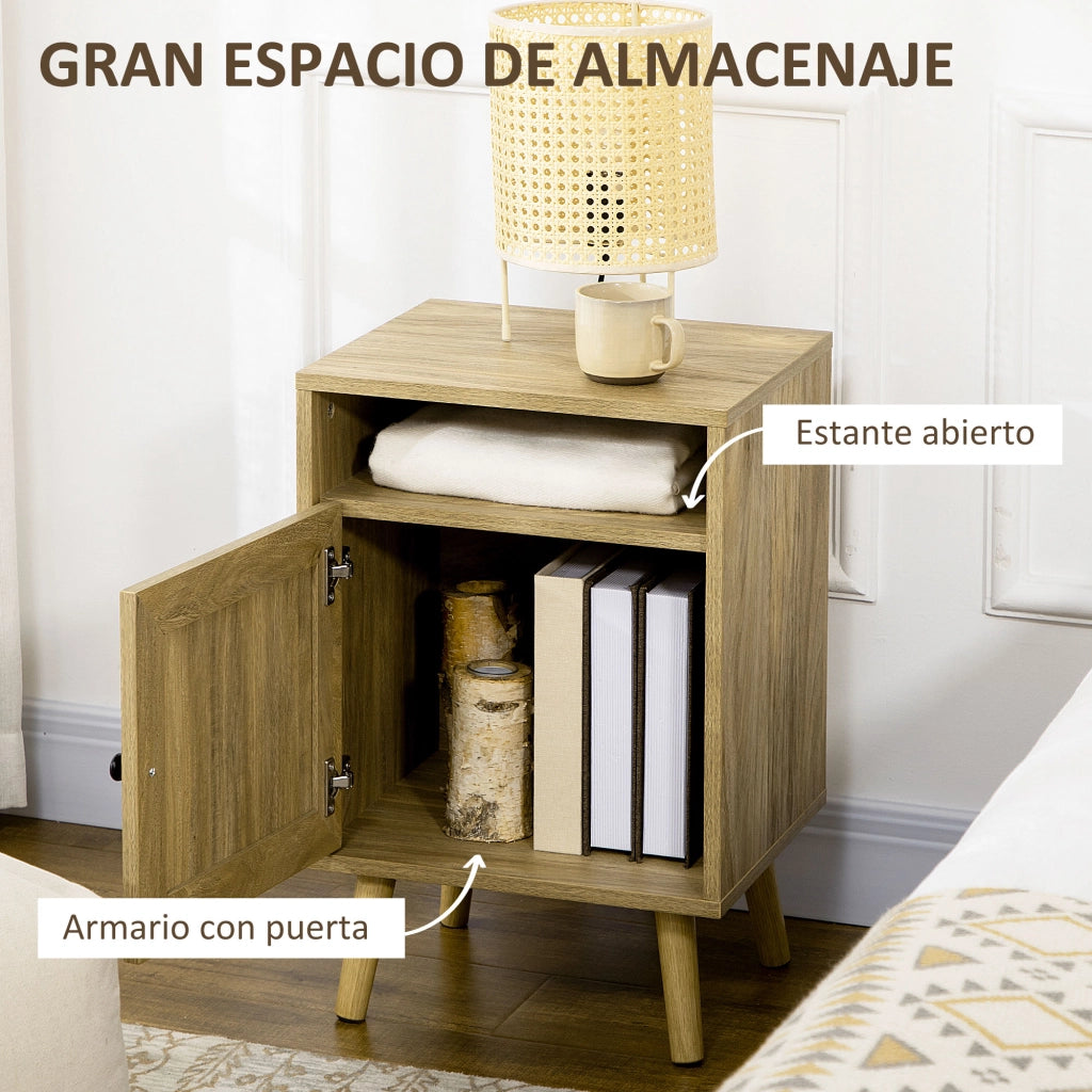 Comodino con Porta in Griglia ¨C Xylo ¨C Legno Naturale 39x35x60 cm