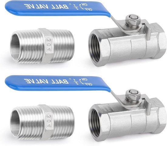 Kogelklepset in acciaio inox 304 con maniglie blu, 4 pezzi