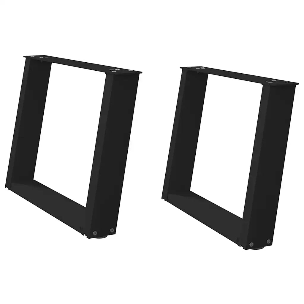 Gambe per Tavolino da CaffÃ¨ a Forma di U 2 pz Nere 60x(42-43) cm Acciaio