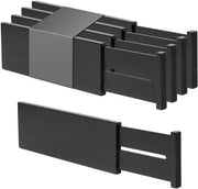 Divisori di carico in bambù, 10,1 cm alti, organizzatore di carico regolabile per abbigliamento, sospeso, adatto per cucina, bagno, camera da letto, ufficio, 4 pezzi, nero