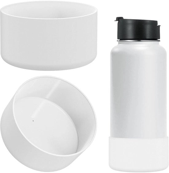 Calze per bottiglia - Protezione per bottiglie - Materiale siliconico - Bianco - Protezione per bottiglie - Compatibile con °FLASK - 2 pezzi