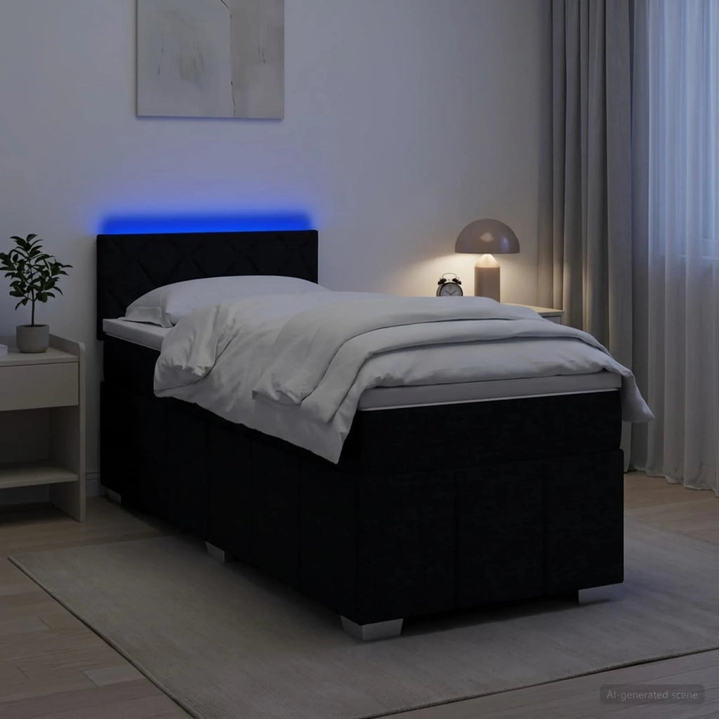 Letto box spring con materasso Nero 80 x 200 cm Tessuto 3452553