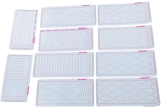 Set di Carte per Puntare - 10 Pezzi - Carte Plastiche Professionali - Per Macchina da Cucire a Nastro Silver Reed - Facili da Usare - 10 Modelli - Carte per Disegni da Cucire