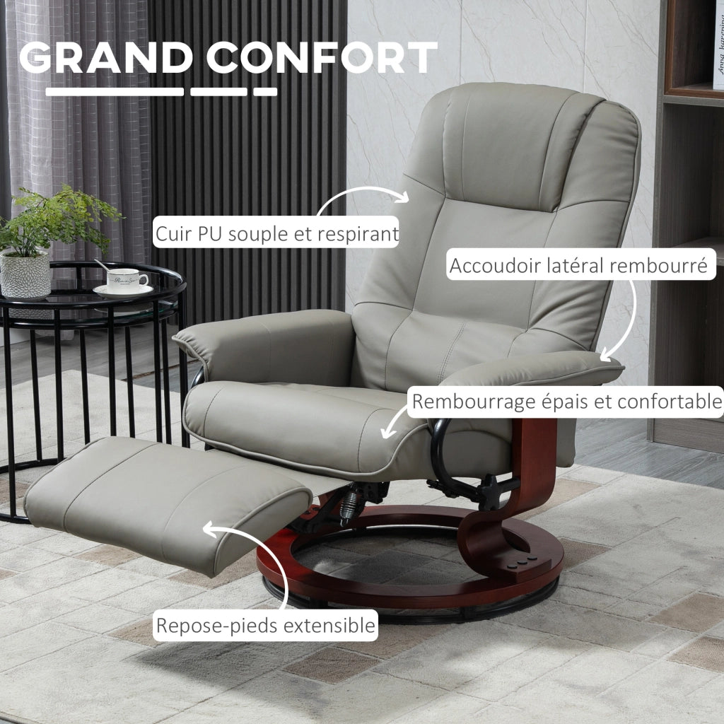 Poltrona relax reclinabile girevole con poggiapiedi ¨C zephmum ¨C tessuto grigio scuro