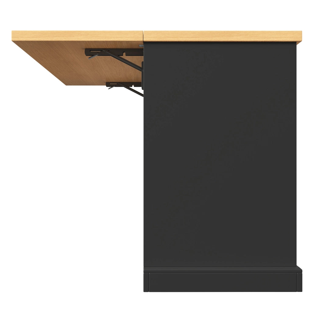 TAVOLO BAR PIEGHEVOLE 120x40-70x90 cm Nero MDF con LED