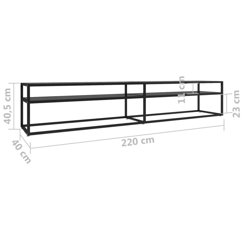 Mobile TV multimediale scaffale TV mobile TV sala da pranzo soggiorno camera da letto 220 x 40 x 40,5 cm vetro temperato nero 02_0026114