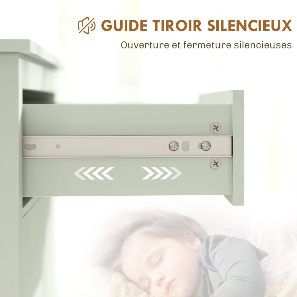 Armadio da soggiorno con cassetti e ante ¨C zephmum ¨C 80x40x90, verde chiaro