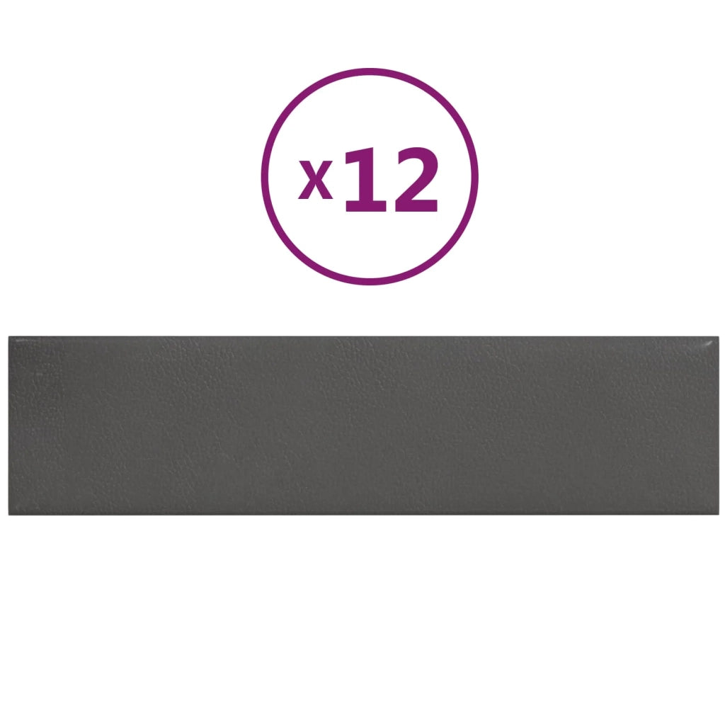 Testiera | Testata da Parete 12 pcs Grigio 60 x 15 cm Tessuto