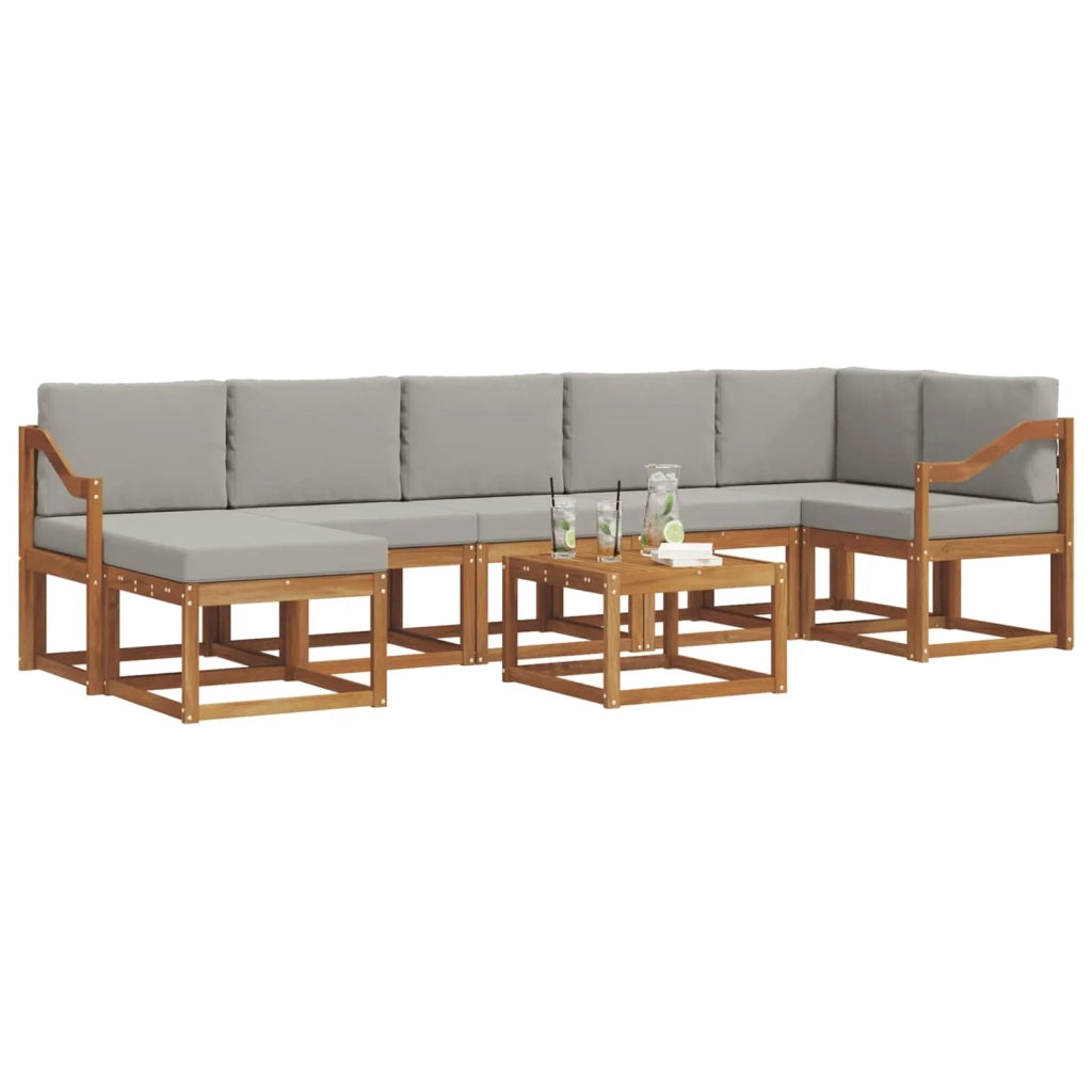 Set di divani da esterno 8 pcs Grigio Naturale e Chiaro