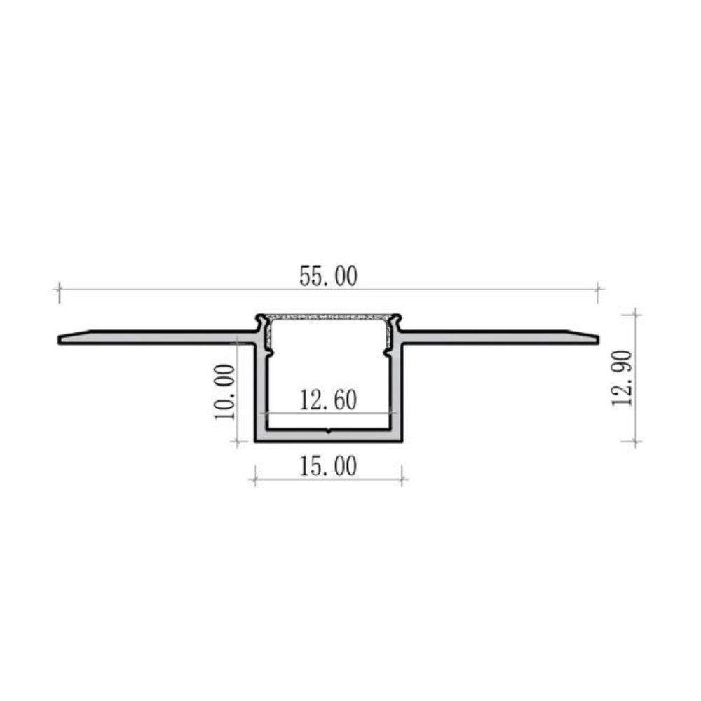 Pacco di 12 Profili Profilo in alluminio flessibile per strisce strip LED curvabile installazione ad incasso per controsoffitte in cartongesso 1.5 metri x 12.6 mm schermatura opaca