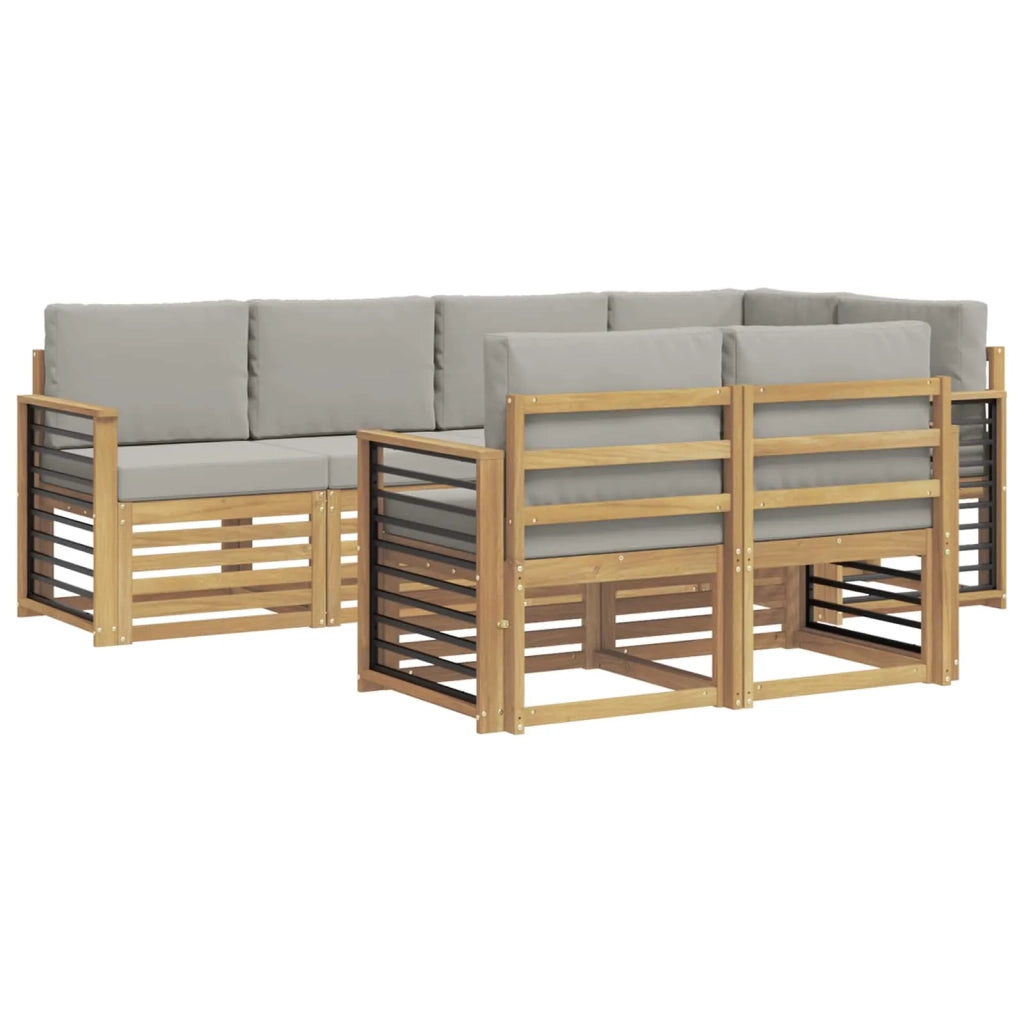 Set di divani da esterno 7 pcs Bianco e Grigio Chiaro