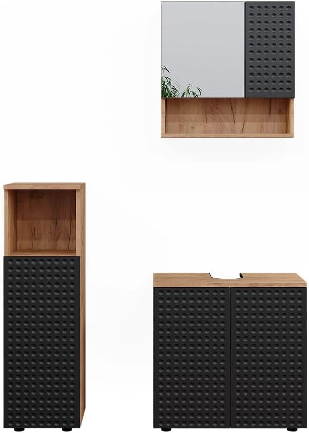 Set mobili bagno Irma, Antracite puntinato, 3 parti
