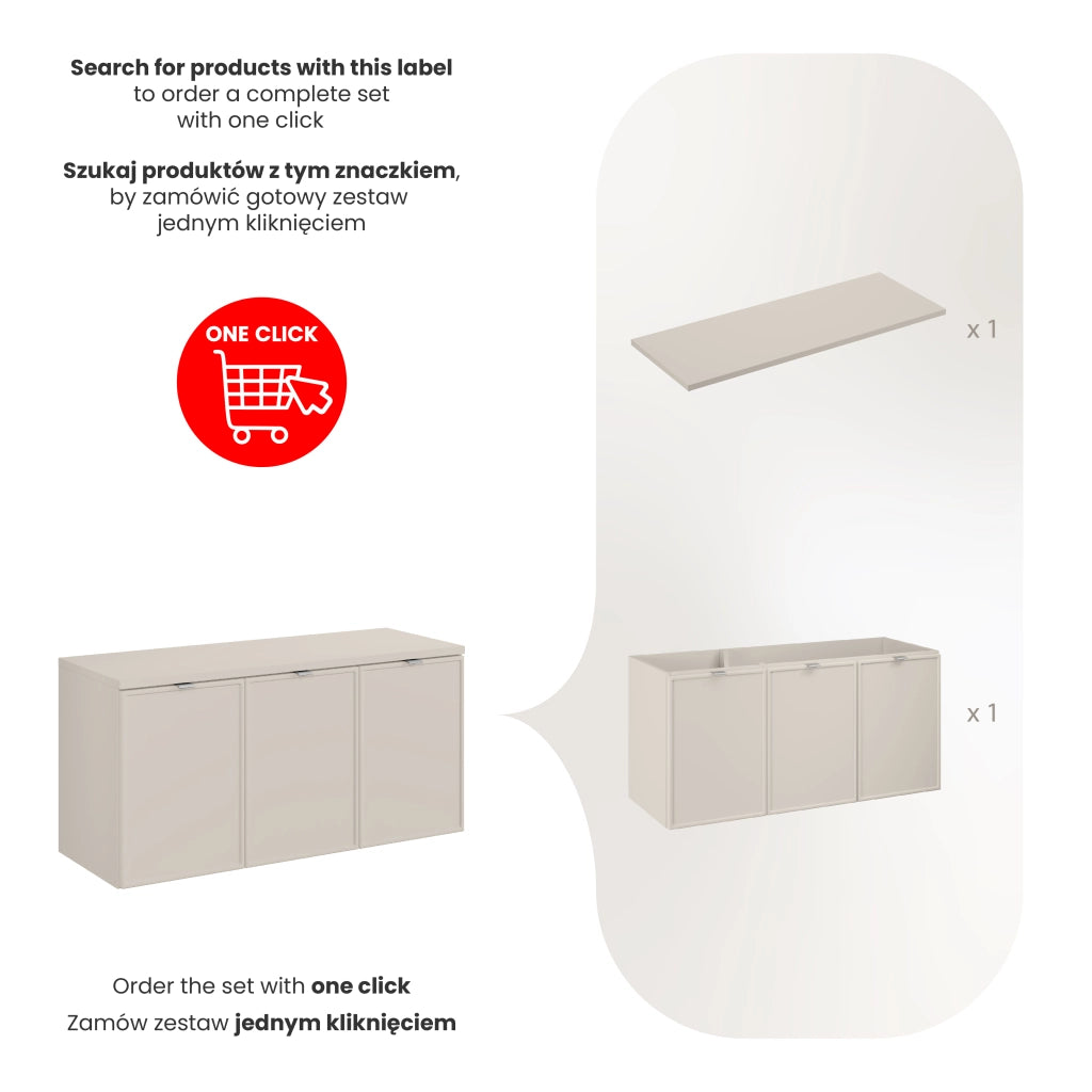 Set mobili bagno 120 cm con piano Bella Cashmere 120 cm