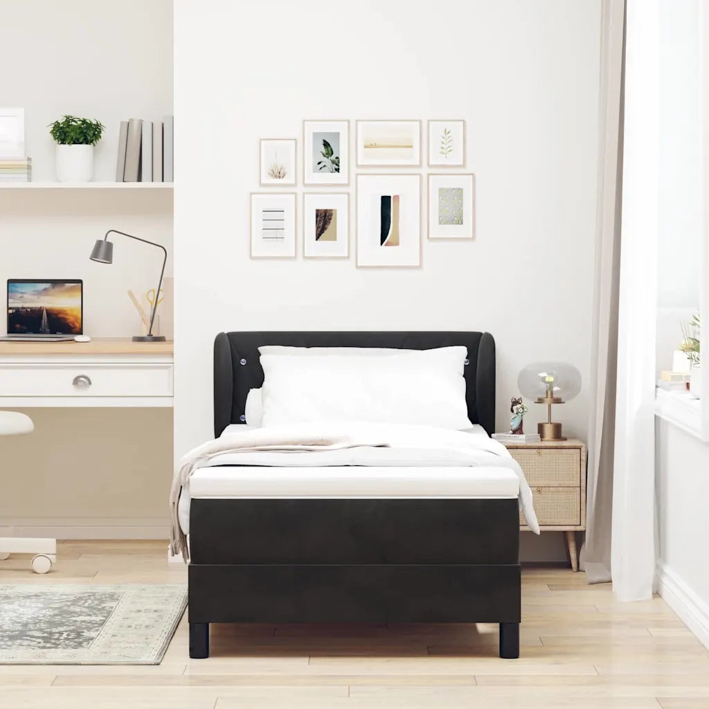 Letto a molle con testiera Nero 90 x 190 cm Velluto 3340312
