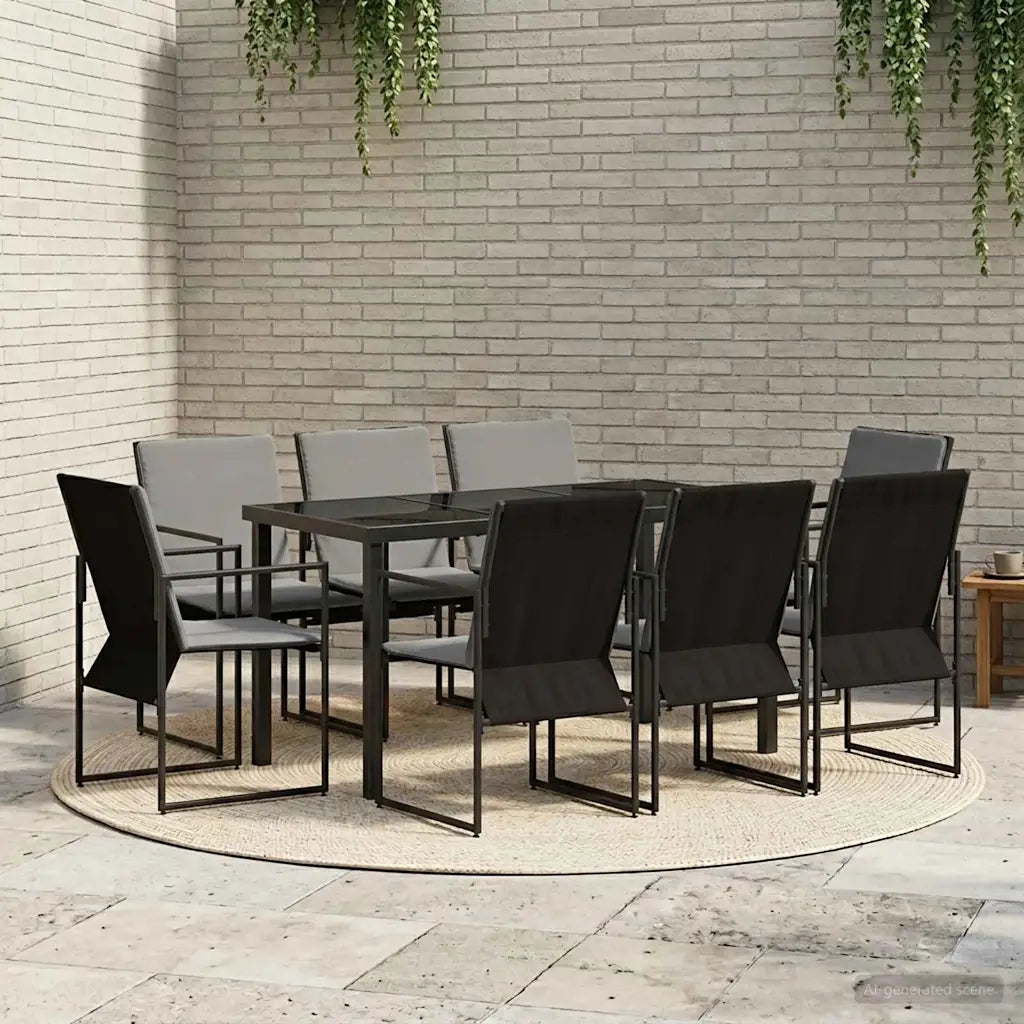 Set da Pranzo per Giardino 9 pcs Nero e antracite