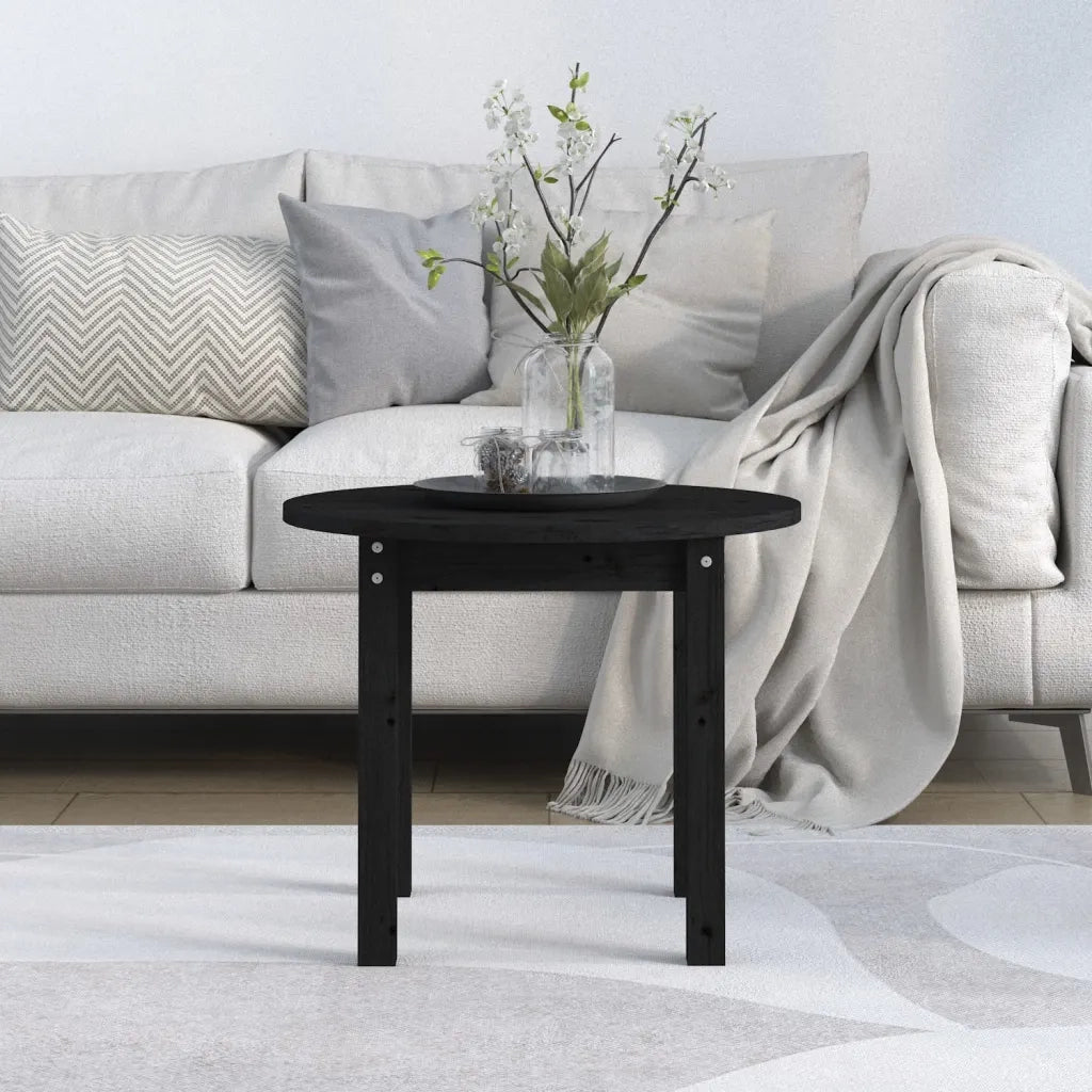 Tavolino da Salotto Nero Ã˜ 55x45 cm in Legno Massello di Pino cod mxl 5676