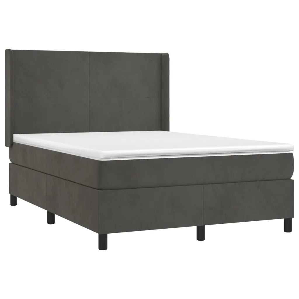 Giroletto a Molle con Materasso Grigio Scuro 140x190 cm Velluto 3132556