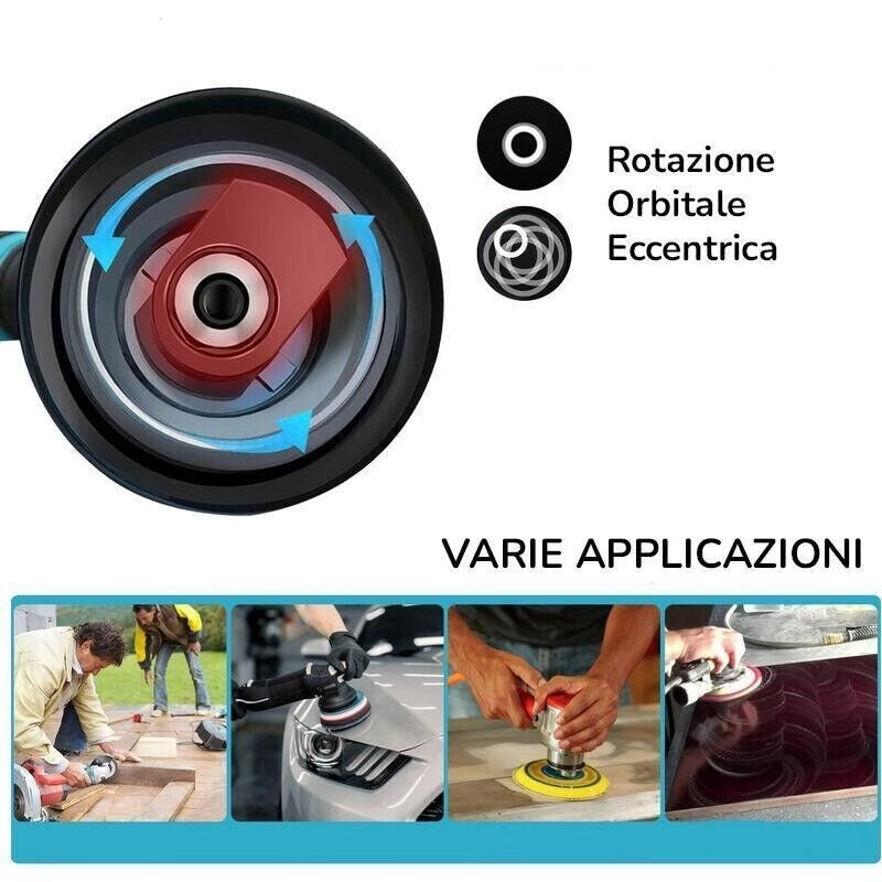 Lucidatrice Levigatrice Rotorbitale Orbitale 2 Batterie velocità elettronica 8pz