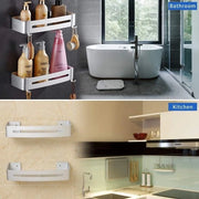 Supporto per doccia, fissaggio senza forare, 2 livelli, lega di alluminio inox, tavolo doccia/doccia, maniglia doccia