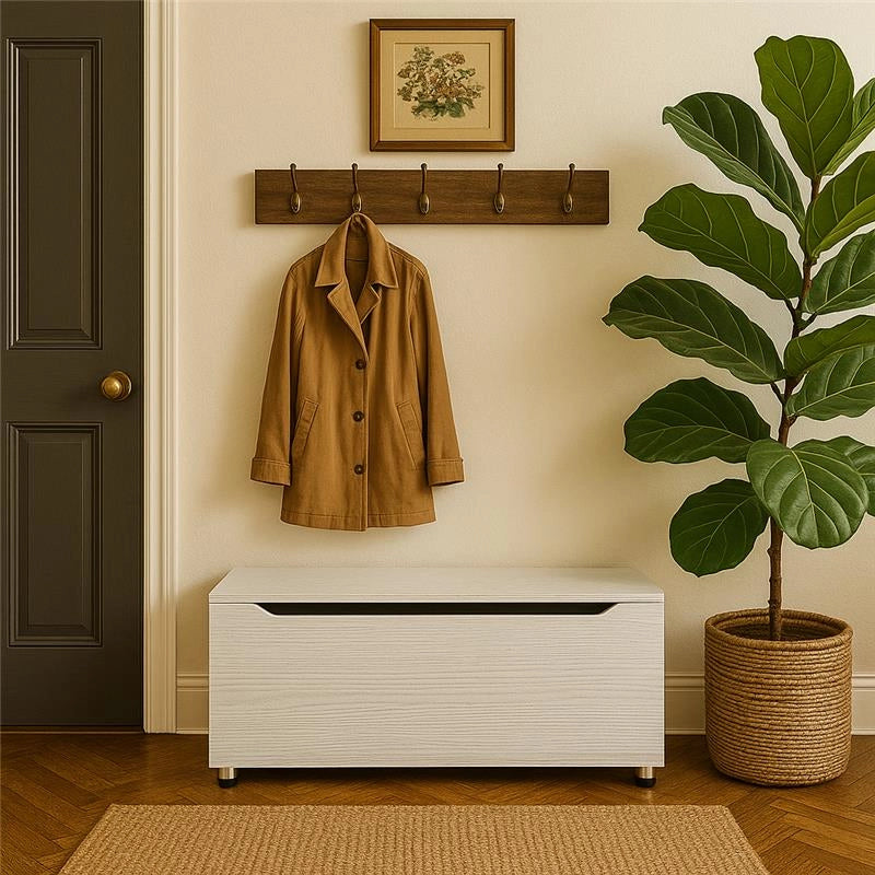 PANCA CONTENITORE REALIZZATA IN LEGNO100X40X35 CM COLORE BIANCO