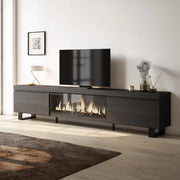 Mobile TV Soggiorno, 267x35x57cm, TV di grande formato, Camino elettrico XXL, Design industriale, Nero RF3601