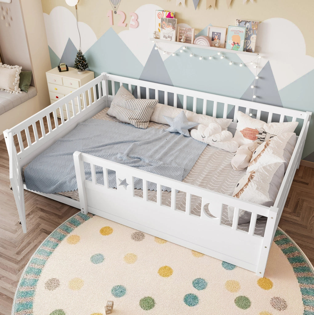 Letto per bambini 140x190 cm con sponde, bianco