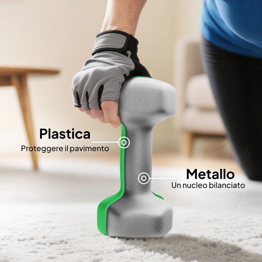 Kit Pesi Esagonali da 18 kg Totali con Supporto Incluso in Acciaio Metallo e Plastica Verde e Nero