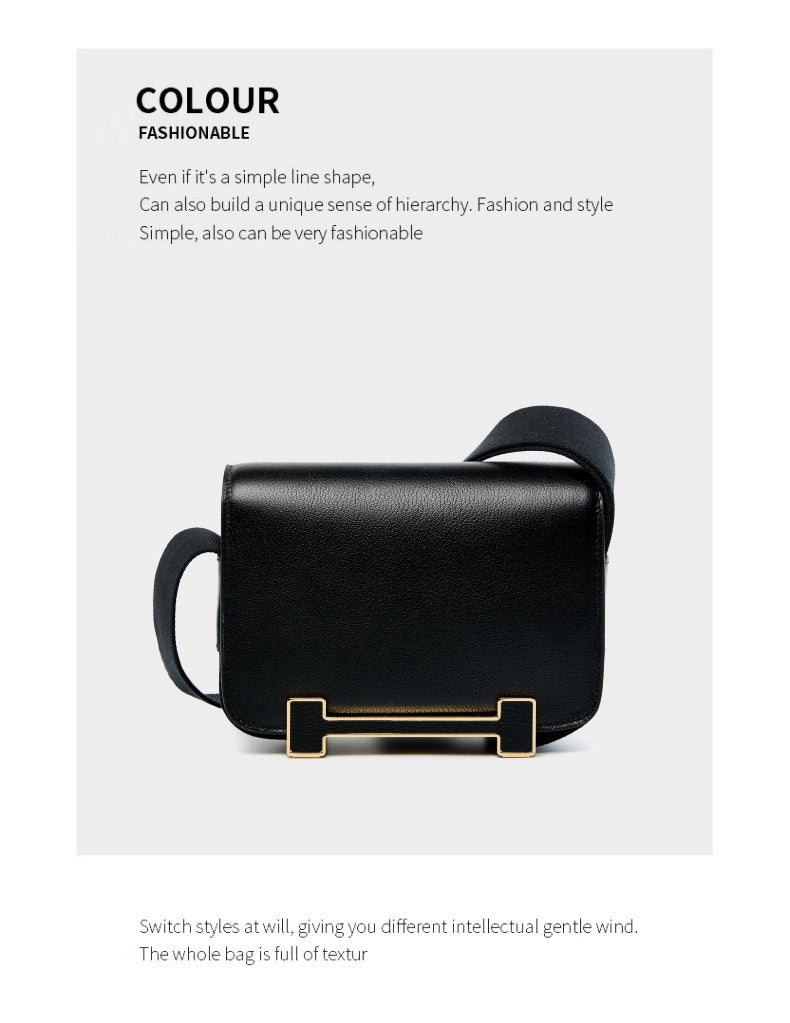 Borsa da donna in vera pelle, borsa a tracolla piccola quadrata, nera