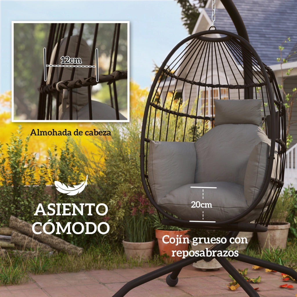 Sedia da giardino con cuscino e poggiatesta ¨C zephmum ¨C nero, polipropilene, 120 kg